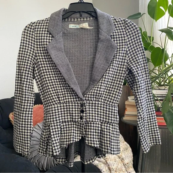 KIMCHI BLUE Black & Cream Gingham Blazer - Picture 3 of 11